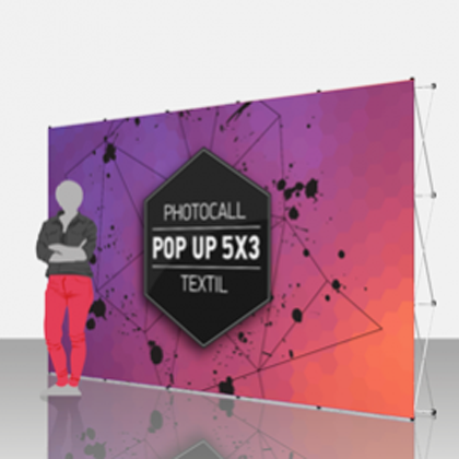 Photocall textil extensible 5x3, pop-up