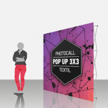 Photocall textil extensible 3x3, pop-up