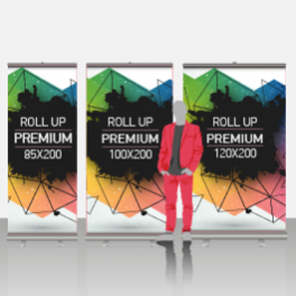 Expositor publicitario roll-up 2m alto